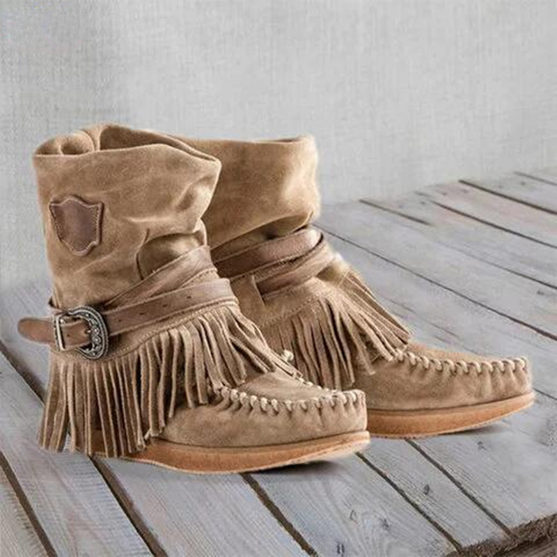 Tasmota - Retro Tassel Buty damskie Boczny zamek