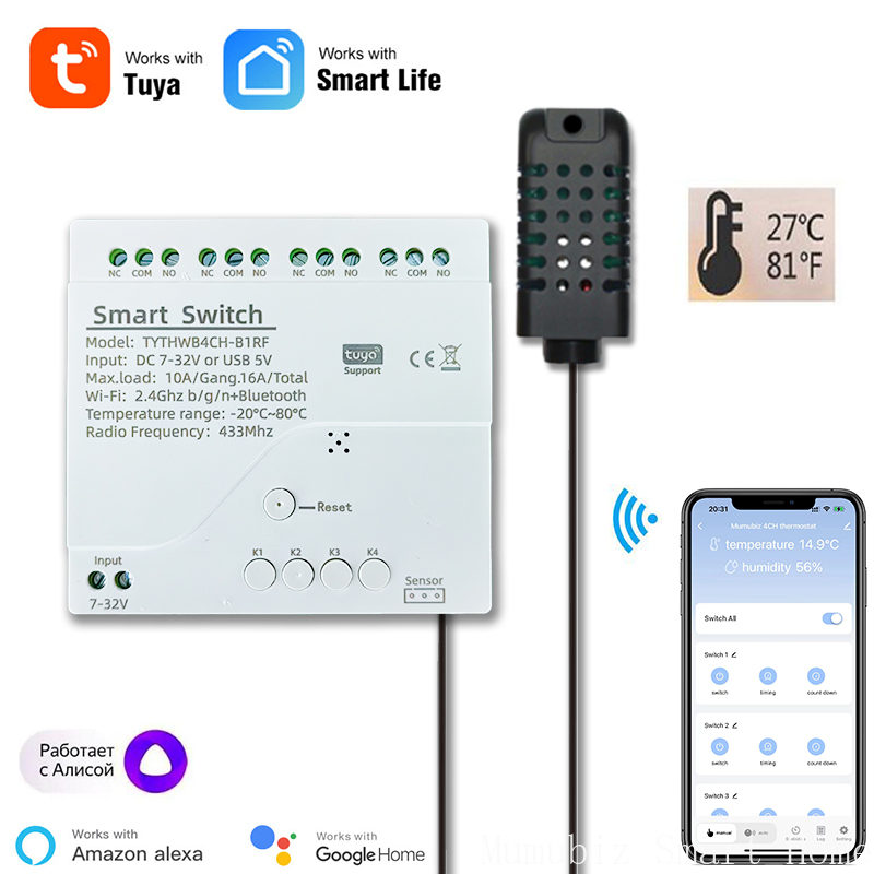 Tuya 4 Channel - Tuya Smart 7-32V WiFi 4 kanałowy
