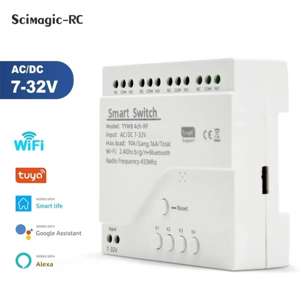 Tuya 4 Channel - Tuya Smart WiFi 7-32V 85-250V przełącznik